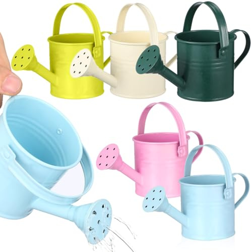 DOITOOL Lot de 5 mini pots d'arrosage en métal pour enfants - 38 g - Avec long bec - Pour le jardin, l'intérieur et l'extérieur - Entretien des plantes (couleur aléatoire)