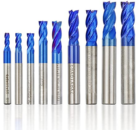 1pc 2-13mm Fresa a codolo dritto Fresa a 4 flauti Fresa a candela in acciaio ad alta velocità con rivestimento in blu nano Fresa CNC Fresa HSS-4x6x11x55