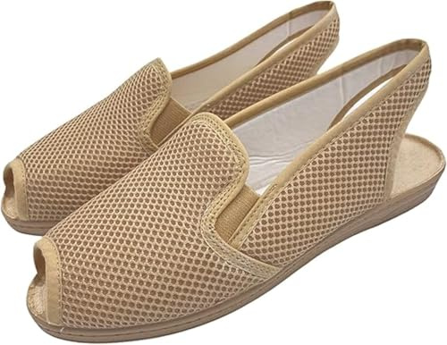 Sevilla Zapatillas de Casa Mujer Verano, Zapatillas Cómodas Respirables, Zapatos Rejilla Cuña, Punta Cerrada - Suela Caucho - Multicolor - Talla 35-41 - Hecho EN ESPAÑA (Beige, Numeric_39)