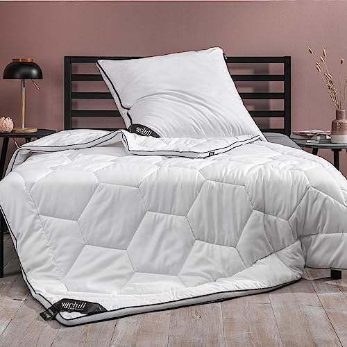 chill SLEEPLONGER Ganzjahresdecke 135x200 - Bettdecke 135x200 Leicht - Atmungsaktiv & Waschbar & 100% Vegan - Steppdecke mit Klimanetz & Schlafkomfort Leiste - 800g Füllung