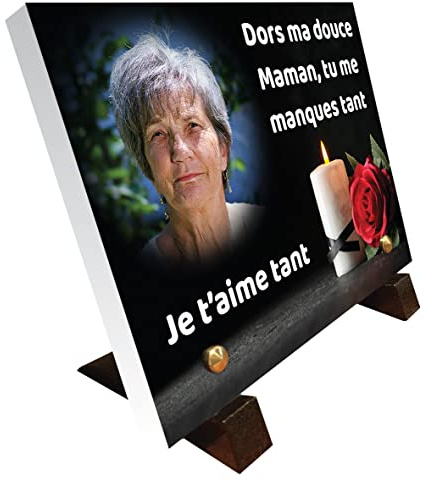 Plaque funéraire à personnaliser avec photo et texte
