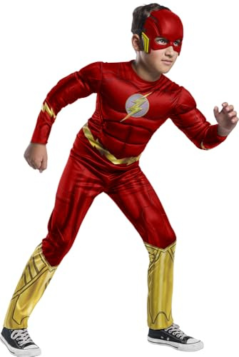 Rubie's Costume Flash Black Line per Bambini, Tuta con Muscolo Petto e Maschera, Ufficiale DC Comics, Warner Bros, per Halloween, Carnevale, Natale e Compleanni,Multi, S