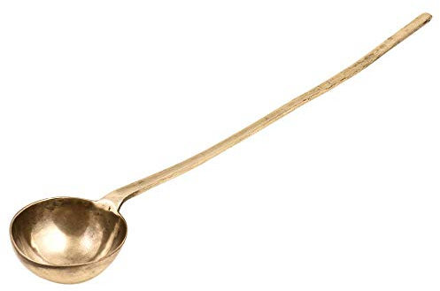 Handmade Vocalforlocal Vintage Brass Rustic Ladle Serving Spoon Pack of 1 Indian Kitchen Utensils (48.76 cm) By Indian Collectible