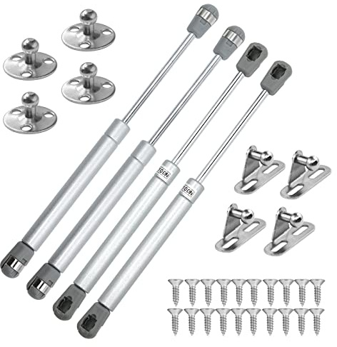 QEIHITYO 4pcs Amortiguadores de Acrilonitrilo butadieno estireno (ABS) 100N/10kg Resorte de Gas Puerta Armario Pistones Hidraulicos Muebles Cocina 270mm, Plata