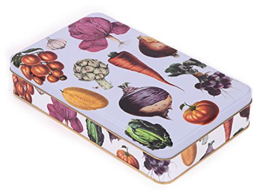 NOTIQUE Boîte en métal avec couvercle, boîte à biscuits, boîte à biscuits, boîte de conservation pour petits objets - Collection Herbarium (Légumes II)