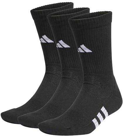 adidas Unisex Performance Cushioned Crew Socks 3 Pairs, Black/Black/Black, 42-45
