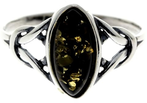 SilverAmber Jewellery - Bague designer en argent sterling 925 et ambre de la Baltique Nœuds Celtes - 7503, Petite