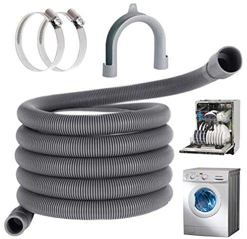 Parpyon® Lavatrice Tubo Carico Scarico Lavastoviglie Sifone scarico Lavasciuga doppio, Rubinetto Lavatrice Curvetta, Raccordo 2 Vie (Tubo Scarico 250CM)