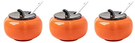Zuccheriera in ceramica, Zuccheriera Arancione con Coperchio, Barattolo for Zucchero a Forma di Pomodoro da 220 ml, Zuccheriera, Barattolo for Spezie Contenitore Zucchero, for Bar, Ristorante, Casa-Ar