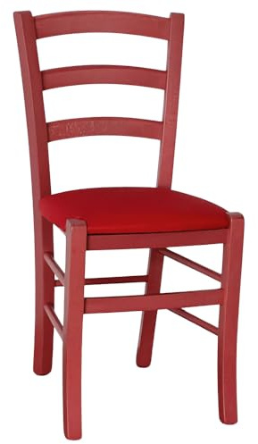 okAffareFatto di Zimbardi Costanza Holzstuhl Venedig rot mit Sitz aus rotem Kunstleder