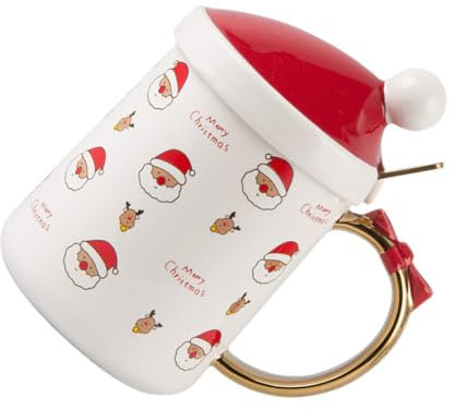 Ciieeo Weihnachtskaffeetasse Mit Löffel Große Wassertasse Festliche Jahreszeiten-weihnachtstasse Für Wasser Kaffee Getränke Wein Saft Und Bier