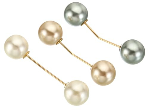 YOKIVE 3 Stück Perlen-Broschen Verzierung Faux-Perlen-Clips Grau Weiß Gold | Halten Kleidung befestigt, Ideal für Kunst Zuhause Geschäft täglichen Gebrauch