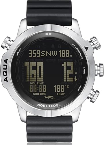 Orologio da immersione digitale da uomo Orologio da computer da immersione Orologi da sub Orologi da polso da uomo con bussola altimetro barometro, Nero