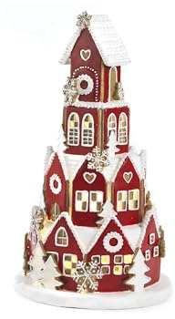 Lebkuchen-Weihnachtsdorf, 40,6 cm, aus Kunstharz, mit Licht, Weihnachtsdekoration, Geschenkidee