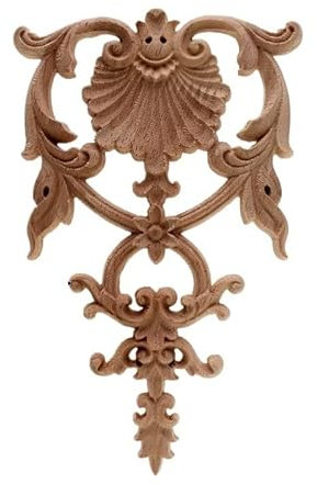 BLacOh Zierleisten Holz Holzapplikationen, Verzierungen, dekorative Abziehbilder, Türen und Tische dekoriert mit geschnitzten DIY-Heimdekorationsaccessoires Holzornamente(12cmX19cm)