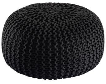 Amago home Premium Sitzhocker Pouf ø 45cm Strickpouf Indoor u. Outdoor - pflegeleicht & nachhaltig Farbe anthrazit - Anthracite