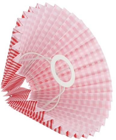 WOONEKY Pantalla de Luz Plisada Roja para Lámpara de Escritorio E27, Diseño Plegable y Estructura de Tela y Hierro, Accesorio Duradero para Lámpara de Noche Hogar