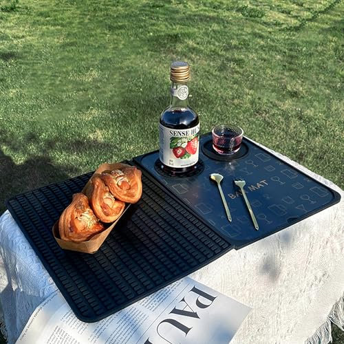 Tapis de service de bar en caoutchouc, noir, antidérapant, pour bière, whisky, café, bar, bar, comptoir