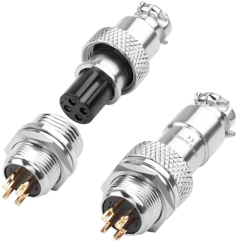 QIANRENON GX 12 4 poli spina aeronautica adattatore per saldatura GX12 4 pin Bulkhead montaggio Aviation spina GX12 4 presa Aviation connettore M12, 400 V/5 A, per segnali elettronici elettrici, 2