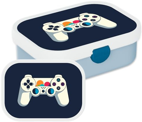 Mepal Campus Lunchbox Gaming – 750 ml – Weißer Controller | Bento Brotdose für Kinder Schule & Kindergarten – Snackbox mit Bento-Einsatz & Gabel – Clip-Verschluss – Spülmaschinenfest