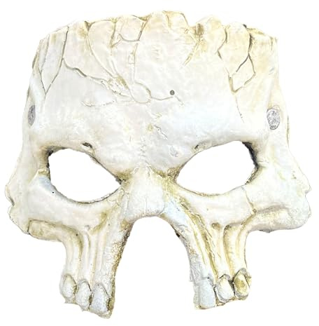 Vaulted Skulls & Co Gesichtsmaske Schaum Schädel | Schaum Totenkopf Maske | Weiße Totenkopfmasken | Skelett Kostüm Masken | Horror Masken | Gruseliges Halloween Kostüm (Halbmaske) | Weiß | Gummiband