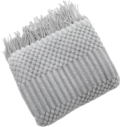 Pleayietoopiatiey Winter-Sofa-Decke mit Quaste, weiche Strickdecken, Nickerchen, Tagesdecke, Schal, modisches Accessoire, Schlafzimmer, Hellgrau, 127 x 172 cm