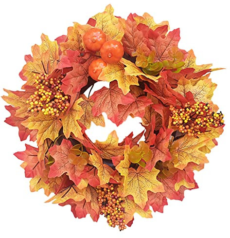 CVNIMV Decorative Wreath, Autumn Wreaths for Front Door Wreaths Outdoor All Year Autumn Door Wreath Winter Wreaths for Front Door UK Extra Large Autumn Door Wreath Thanksgiving