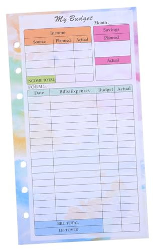 Operitacx 1 Satz Planungs- Und Haushaltsbuch Planereinsätze Organisator Für Geldumschläge Ausgabenbudgetplaner Nachfüllbarer Planer Wöchentlicher Monatsplaner Ordnerplaner Papier 14 Blatt