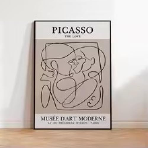 MAIMANG Moderne Geometrie Abstrakt Kiss The Love Picasso Wandkunst Poster und Drucke Leinwandmalerei Wohnzimmer Wohnkultur Kunstwerk 80x120cm Rahmenlos