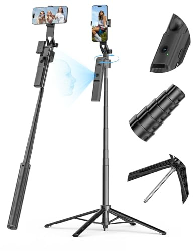USKEYVISION 68 Auto Face Tracking Phone Tripod w/Ground Spike & Remote R01 | 68 Extendable Tripod,Compatible with iPhone & Android , Remote Control & Ground Spike Included, Video Recording & Vlogging