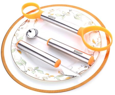 Cabilock Set Di Utensili Per Il Taglio Della Frutta in Acciaio Inossidabile 3 Pezzi Utensili Per Insalata Di Frutta Pelapatate E Scavino Per Melone Utensili Per Intagliare La Frutta