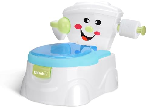 KIDOOLA Potty Training Toilet Seat | Toilet Potty Seat with Splash Guard, Fun Way to Improve Your Child's Development | Portable, Easy to Carry as Travel Potty for Kids 6 Months to 5 Years (Blue)