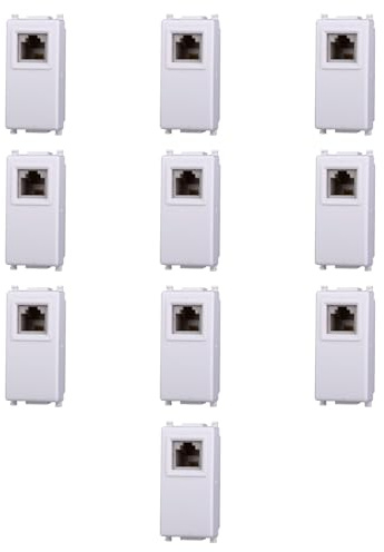 10 MODULI PRESA TELEFONICA, BIANCO, COMPATIBILE CON VIMAR PLANA, PRESA TELEFONO, CONNETTORE RJ11, MODULI E FRUTTI 100% COMPATIBILI, MATERIALI DI ALTA QUALITA'