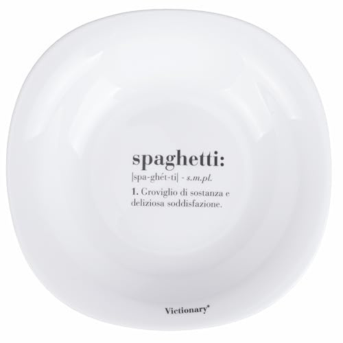 Lot de 6 assiettes creuses carrées 23 x 23 cm en verre opale, Victionary Spaghetti