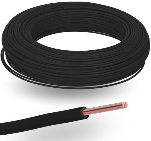 Kalitec 10m H07V-U 1x1,5 mm² Schwarz - Starre Kupfer Einzelader Leitung | Flammwidrige PVC Aderleitung 1,5mm2 - Eindrähtige Verdrahtungsleitung für Maschinen, Schaltschränke und Leuchtenbau