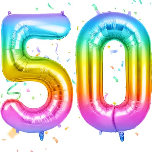 OFFCUP Luftballon Zahlen 50, Jelly 50 Geburtstag Zahlen Ballon | Geburtstagsdeko Mädchen Junge Kindergeburtstag Party Deko Ballon Zahl Deko zum Geburtstag Silvester Deko Neujahr Deko