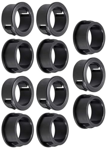 TOP-VIGOR 11Pcs 20mm Snap Bushing Grommet Cable Hose Protector Black Nylon Round Locking Bushings for Mounted Holes