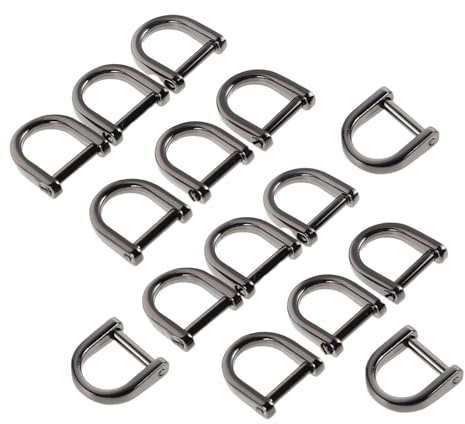 HEALSOPTHY 15pcs Metal D Rings Hardware Buckle for Purse Making D-shaped Horseshoe Rings for DIY Bag Accessories and Craft Projects