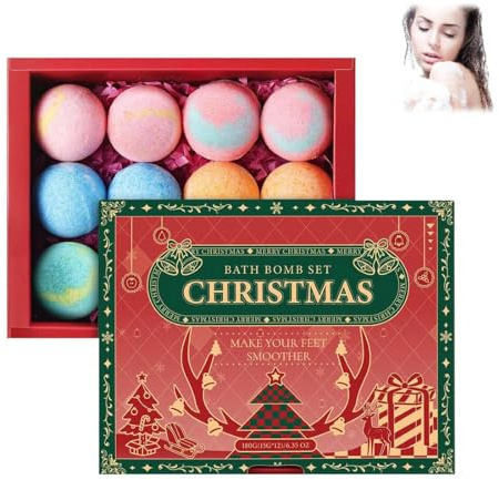 Weihnachten Badebomben, Duschdampfer Aromatherapie, Rein Natürlichen Ätherischen Ölen Sprudelkugeln,Duschdampfer Badekugeln,Geschenke für Frauen Mama Freundin,Weihnachtsgeschenke,12 Stück