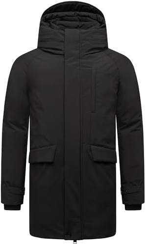 STONE HARBOUR Herr varm lång vinterrock med magnetisk täcklist och bröstficka Emriis XX S-3XL, svart, L