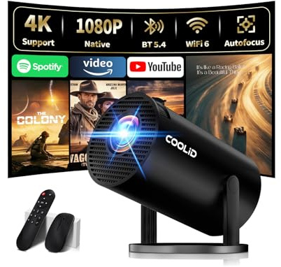 Mini Beamer Unterstützt 4K 1080P 2026 Neuer Tragbarer Projektor mit 5G WiFi 6 und BT 5.4, Beamer Klein Projektor mit Automatische Trapezialkorrektur 180 ° Drehung für HDMI/Tv Stick/USB/Laptop, Schwarz