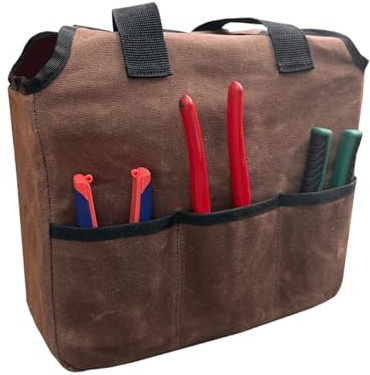 Verktygsväska i canvas, 16 oz vaxad canvas trädgårdsväska, kraftig verktygsväska, slitstark förvaringsorganisator, verktygshållare med flera fickor för blomsterhandlare Verkstad Män Pappa Lastbil Bil