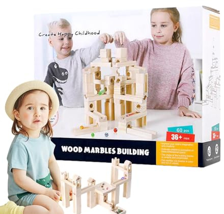 Kulbana - Pedagogiskt Pusselspel För Lärande Och Utveckling - Trä Marmorlabyrint Bana Med 60 Bitars Kulor - Pedagogisk Leksak För Barn Och Ungdomar STEM Lärande