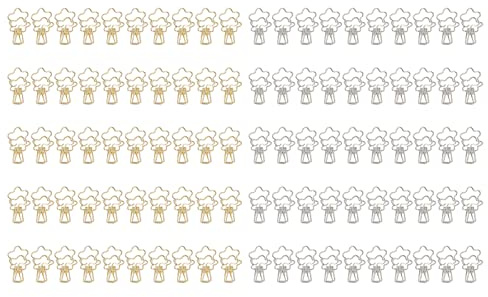 Clip per raccoglitori da 100 pezzi, a forma di fiore, in oro e argento, in metallo, con cavità a coda lunga, per documenti da ufficio