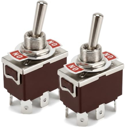 PKYTOTST 2 Stück 6-poliger Kippschalter 250V 15A | Zweipolig Umschalter, 2 Positionen, hochwertige Silberkontakte, passend für 12mm Montageloch, für DIY und Automotive
