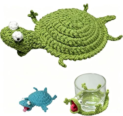 Divertidos posavasos de punto para bebidas, tapete posavasos de criatura, posavasos de ganchillo con diseño de animal hecho a mano, para mesa de café, escritorio, decoración, tapete absorbente de hilo