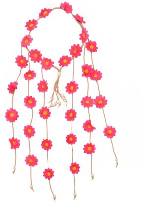 2 stycken blomhippie-pannband, blomkrona, solrosor | Pärlor passar blom-huvudbonad-hårtillbehör (rosa)