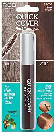 RED by KISS Quick Cover Root Touch Up Rescue (Dark Brown), Mascara Natural Water-Resistant Temporary Gray Concealer Cover Up Brush for Hair Mustache & Beard, Formulated with Jojoba Oil