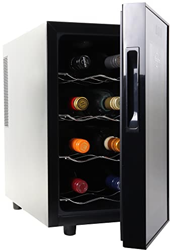 Koolatron 8 Bottle Wine Cooler, Black, Thermoelectric Wine Fridge, 0.8 cu. ft. (23L), Freestanding Urban Series Wine Refrigerator, Red, White and Sparkling Wine Storage for Kitchen and Apartment