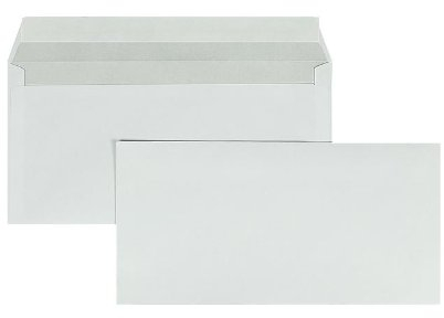 1000 Briefumschläge, DIN Lang, Weiß, 80 g/m², mit gerader Klappe, haftklebend, ohne Fenster, Blanke Briefhüllen